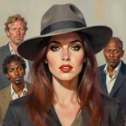 a woman wearing a hat, by ed big daddy roth, by robert williams, by von franco, by rockin'jelly bean, digital painting masterpiece