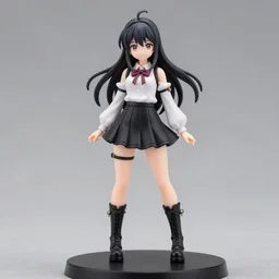80mm, resin detailed anime figure of a female wearing a school uniform with black skirt, white blouse and gothic boots