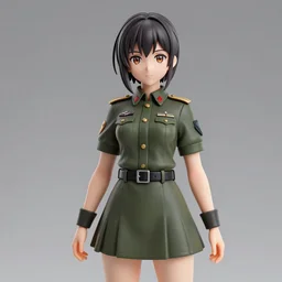 Anime girl figure in militar uniform, unreal engine, highly detailed.