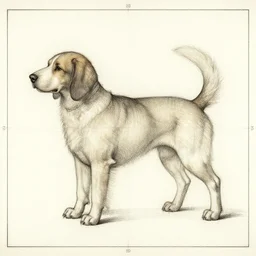 a blueprint sketch of a dog by leonardo da vinci