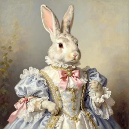 baroque rococo pastel anthromorphic male rabbit prince vintage meyercord Greg Hildebrandt Lisa frank portrait