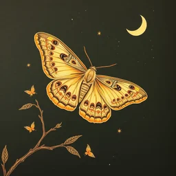 a moth. shin hanga and kawanabe kyosai and cory loftis and rossdraws and wlop and jung gi kim rule of thirds