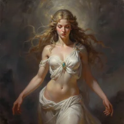 painting of a mystical goddess over the abyss, highly detailed, digital painting, artstation, concept art, smooth, sharp focus, illustration, 8 k
