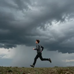 man running from the stormy clouds by Magnum Photos, clean, detailed, award winning