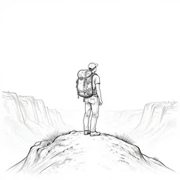 backpacker standing on ridgeline in utah, minimalist line art by moebius, clean long lines, ultra detailed