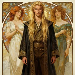 handsome bradley james as lucifer morningstar, ornate long blond hair, whole body in frame, natural lighting, path traced, highly detailed, high quality, digital painting, by gaston bussiere, craig mullins, alphonse mucha j. c. leyendecker