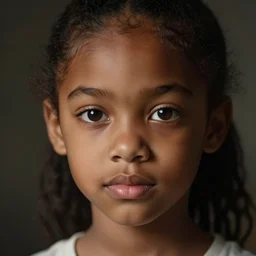 a photorealistic hyperrealistic, bright brown eyes, innocent face, light skinned african american young girl, ponytail hair, flawless face, beautiful lips, cute face, petite, by wlop, artgerm, greg rutwoski, alphonse mucha, beautiful dynamic dramatic low - light moody lighting, cinematic atmosphere, artstation, concept design art, octane render, 8 k
