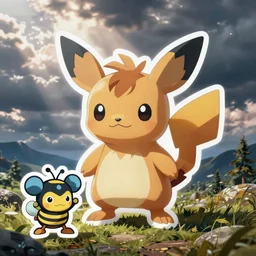 cute miss mascot feunard feunard ninetales pokemon sticker art, cronobreaker, beeple game icon