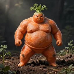a carrot that’s grown like a Sumo wrestler