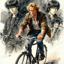 portrait, Albert Hofmann on his first bicycle ride on lsd, Using Stable Diffusion to paint, watercolor, dramatic lighting, cinematic establishing shot, extremly high detail, foto realistic, cinematic lighting, pen and ink, intricate line drawings, by Yoshitaka Amano, Ruan Jia, Kentaro Miura, Artgerm, post processed, concept art, artstation, matte painting, style by eddie mendoza, raphael lacoste, alex ross