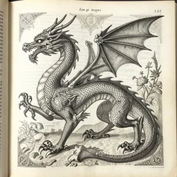 anatomy of a dragon, detailed, ornate, ancient textbook