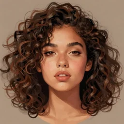 portrait of a latin young woman, curlybrown hair and, wearing round thin, she has a big, round jawline, dramatic lighting, illustration by greg rutkowski, yoji shinkawa, 4 k, digital art, concept art, trending on artstation