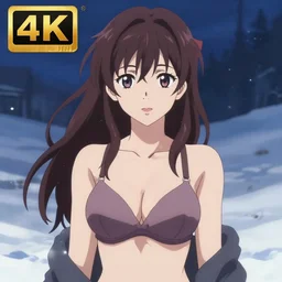 portrait of a beautiful girl with bra, snow landscape background, ambient lighting, dynamic lighting, 4 k, hq, official media, anime key visual, makoto shinkai, ilya kuvshinov, lois van baarle, rossdraws, detailed, trending on artstation