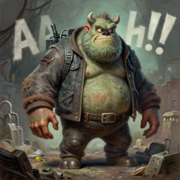 an ultra fine detailed painting of an aaahh!!! real monsters garbage man by james gurney, featured on zbrush central, sots art, behance hd, reimagined by industrial light and magic