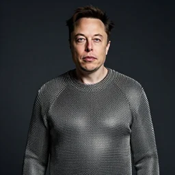 Elon Musk wearing chainmail, photoshoot