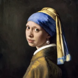 donald trump with a pearl earring, drawn by johannes vermeer