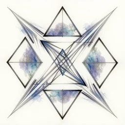 an abstract composition consisting of intersecting lines that create regular right triangles of varying sizes, watercolor texturing, wild brush strokes, beautiful gradients, and interweaving acanthus design elements, mixed media, award winning painter, elements of realism, a balance of small, medium and large design elements, 8k