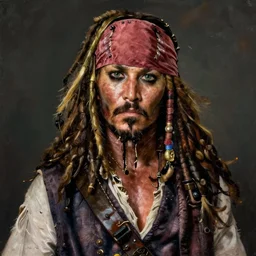 a beautiful painting portrait of Robert Sheehan as Captain Jack Sparrow, matte painting, fantasy art, dark but detailed digital art, highly detailed, a masterpiece trending on artstation
