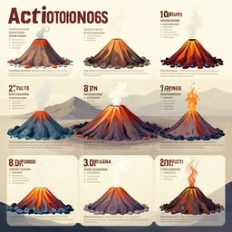 Infographic of active volcanoes, marginalia
