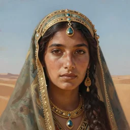 nomad tribe woman princesse of the desert, close - up portrait, poor, intricate, elegant, volumetric lighting, scenery, digital painting, highly detailed, artstation, sharp focus, illustration, concept art, ruan jia, steve mccurry. laurence d arabia