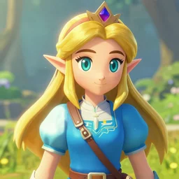 an in game portrait of princess daisy from the legend of zelda breath of the wild, breath of the wild art style.