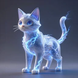 cat made of lightning and plasma