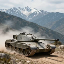Battlefield tanks storming the mountainside.