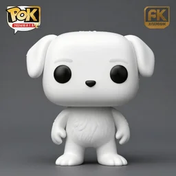 A Funko pop of a cute white dog, photo studio, professional photo, professional lighting, well detailed, 8k