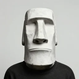 mark e smith in the style of an easter island head