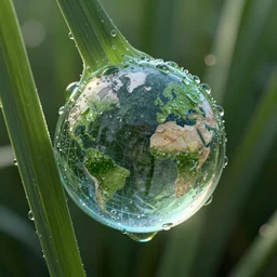 nature in drops of dew, within every dewdrop a world of struggle fantasy intricate elegant under, lush volumetric lighting 3 d modelling