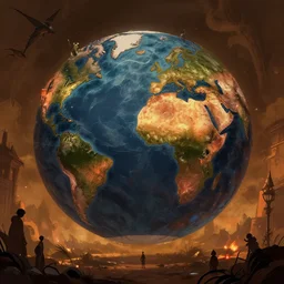 few people in a post apocalyptic earth as seen by greg rutkowski, dark theme, enchanted, warm colors, high quality, waw, trending on artstation