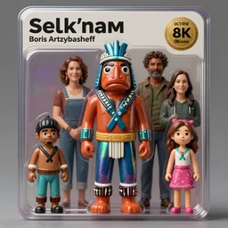 a portrait of a Selk'nam plastic toy, by Boris Artzybasheff, Yoko D'Holbachie, John Kricfalusi, Mark Ryden and Lisa Frank, Action figure, Award winning photo, iridiscense, Houdini algorithmic generative render, Accurate and detailed, sharp focus, octane render 8k , zoom out,