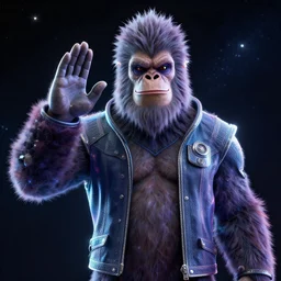 :SPOCK+gorillaz art+holographic effect:digital artwork+unreal engine 5+hyperrealistic+stars+space+The Vulcan salute+high detail+8K HD+STUNNING lighting-H 900