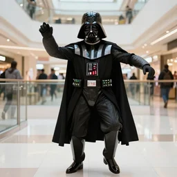 darth vader without shirt in the mall dancing
