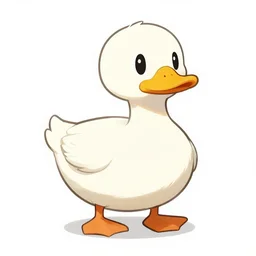 duck illustration on white background, style ken sugimori