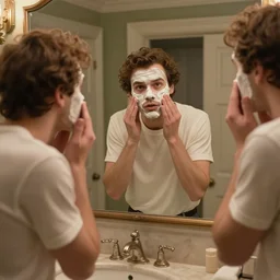 vecna from stranger things doing his daily skincare routine in a fancy bathroom, stock photo, ornate vanity, 4 k, uhd