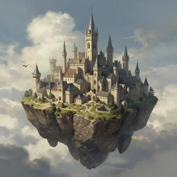 medieval city on a giant rock floating in the sky, concept art, digital painting, heartstone, art by artgerm and greg rutkowski and marc simonetti
