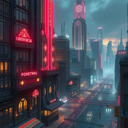 art deco cyberpunk city by jama jurabaev, tyler edlin, james paick, emmanuel shiru, victor mosquera, highly detailed, artstation