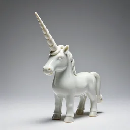 porcelain unicorn horn, professional product shot, isolated on a pure white background, centered, entire object in frame, sharp focus, soft studio lighting