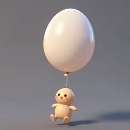 🥚 shaped balloon with long arms grabing the 🧺, cartoon style, well shaded, smooth, pixar