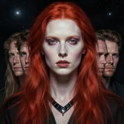 stunning portrait of a god of space, pale redheaded. dramatic light. realistic, unsymmetrical face. art by bowater charlie, mark brooks, julie bell, arian mark, tony sandoval