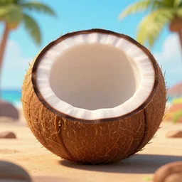 the kokonut nut is a giant nut, coconut, coconut, cartoon, cartoon, highly detailed vfx, cinematic, volumetric lighting,
