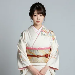 Japanese Emma Bernache wearing kimono, realistic, photo studio, HDR, 8k, trending on artstation