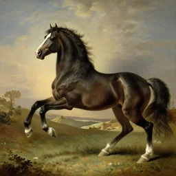 a rearing wild stallion, by george-stubbs eugene-delacroix