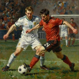 football match oil painting by jan matejko, 2 1 st century, art, oil on canvas, wet - on - wet technique, baroque, realistic, intricate detail, dynamic lighting, expressive emotions, intricate textures, illusionistic detail,