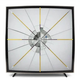 cracked television screen by disney concept artists, blunt borders, rule of thirds, golden ratio, godly light, hauntingly beautiful