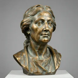 bronze bust of elderly woman, layer lines