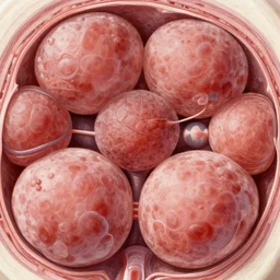 close up dissected view of a group of alveoli, anatomy, in the style of frank netter, intricate detail, photo realistic