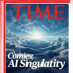 TIME magazine cover, the coming AI singularity, a deepness in the sky, left behind, text TIME