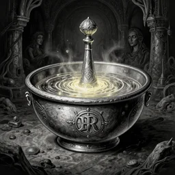 magic item, illustration of magic bowl, osr dungeon, tomb of horror, illustration, high detail, high resolution